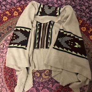 Tan geometric pattern cardigan